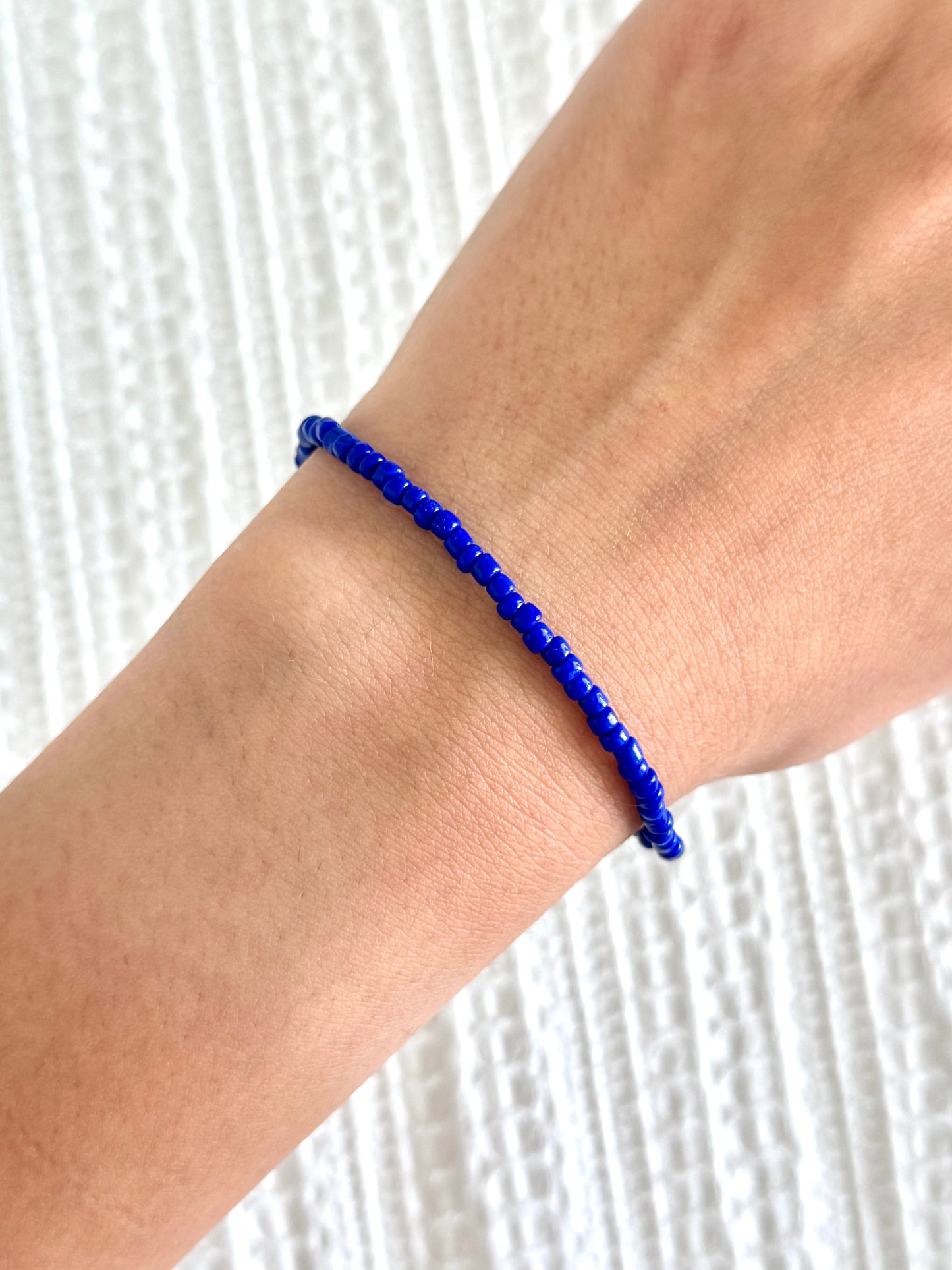 Simple Navy Blue Beaded Bracelet