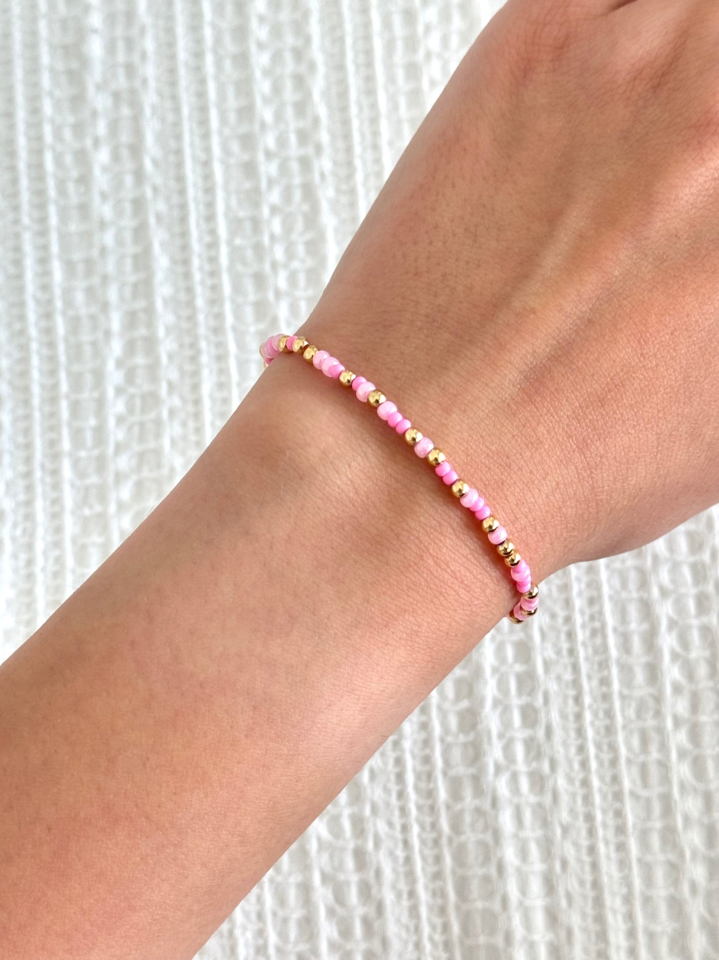 Simple Pink Beaded Bracelet