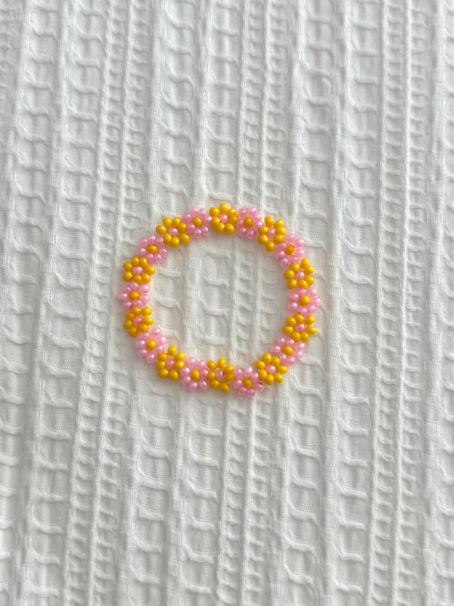 Pink Lemonade Flower Beaded Bracelet