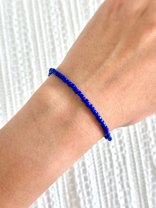 Simple Navy Blue Beaded Bracelet
