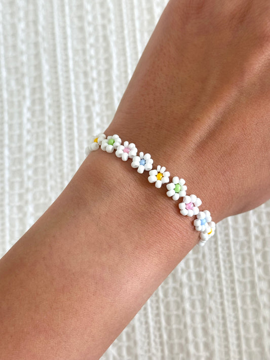 Pastel Flowers Beaded Bracelet