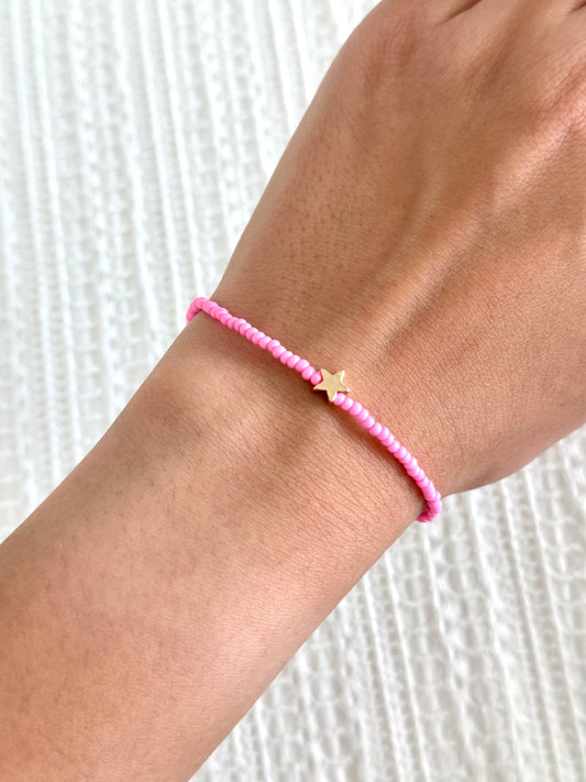 Pink Stars Beaded Bracelet