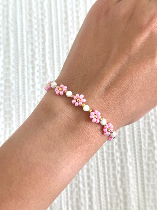 Rose Floral Beaded Bracelet