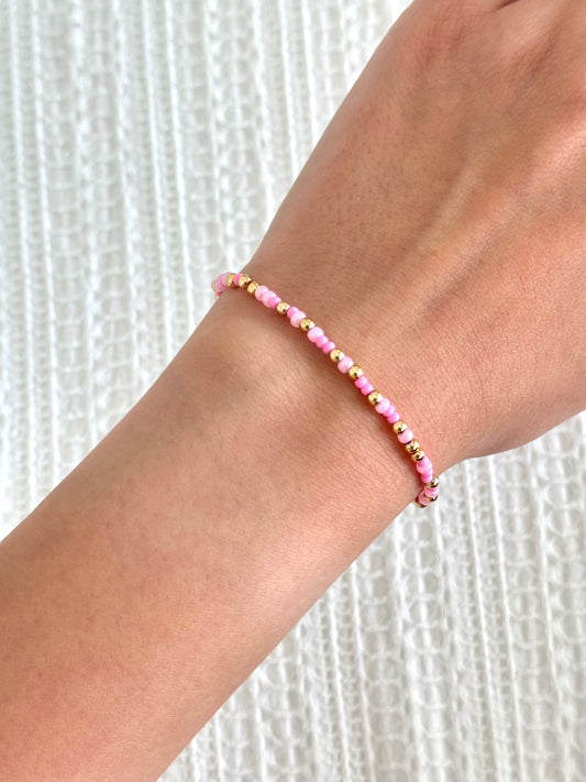 Simple Pink Beaded Bracelet